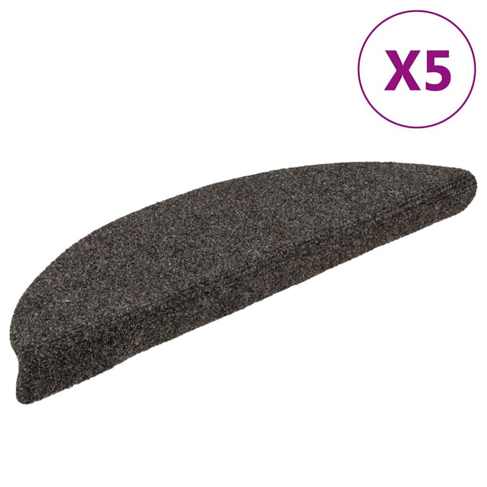 Tapis d'escalier autocollants 5 pièces 56 x 17 x 3 cm anthracite demi-rond