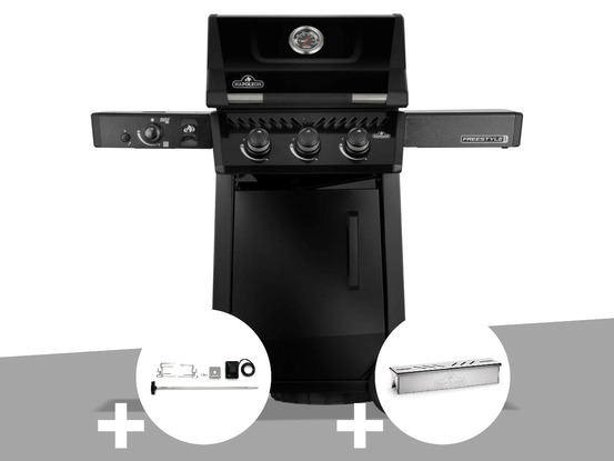 Barbecue gaz freestyle 365 noir pro 3 brûleurs + 1 bruleur sizzle zone + rôtisso