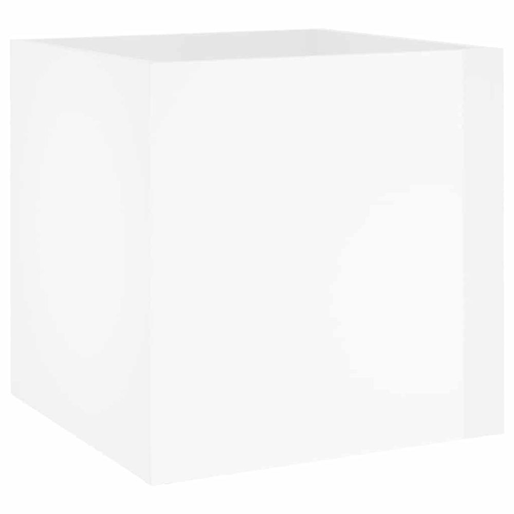 Jardinière blanc brillant 40x40x40 cm bois d'ingénierie