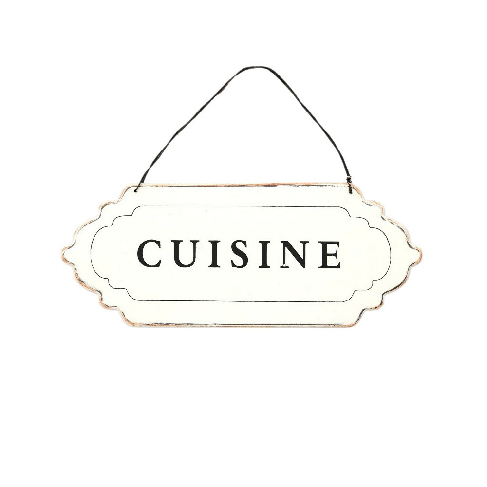 Plaque de porte décorative vintage cuisine fer blanc noir 25x11cm
