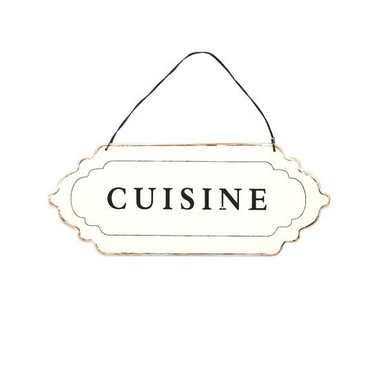 Plaque de porte décorative vintage cuisine fer blanc noir 25x11cm