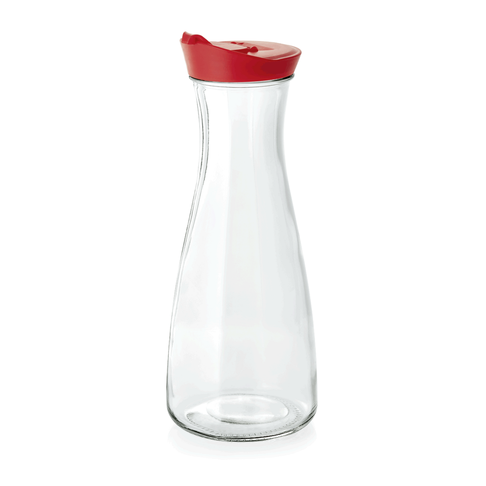 Carafe en verre trempé 1litre rouge h 260 mm ø 100 mm - was germany