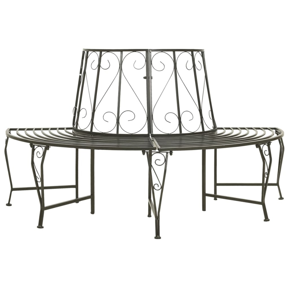 Banc de jardin meuble de patio d'extérieur terrasse d'arbre de jardin demi-rond 160 cm acier gris argenté