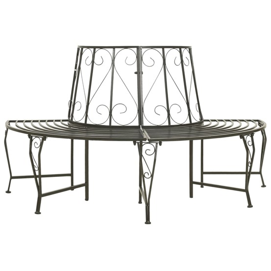 Banc de jardin meuble de patio d'extérieur terrasse d'arbre de jardin demi-rond 160 cm acier gris argenté