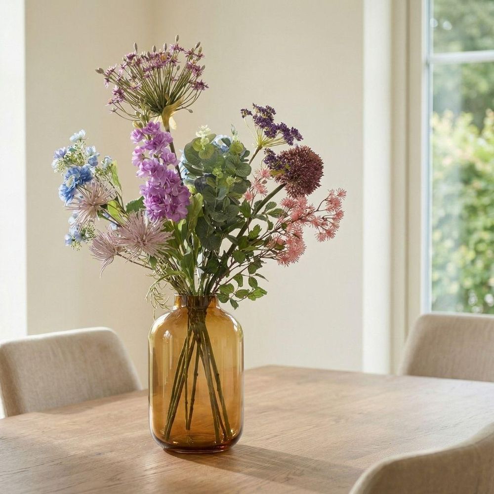 Fleur artificielle bouquet - purple bloom deluxe - toucher réaliste - 10 tiges - ↑ 90 cm - plante artificielle