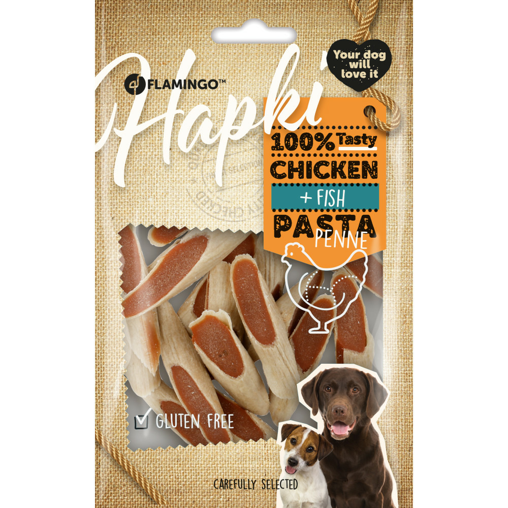Friandise hapki penne avec poulet & poisson 85 g pour chien