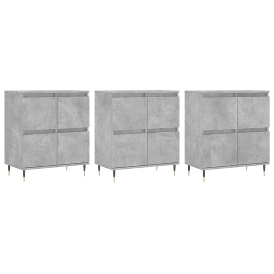 Buffet bahut commode armoire meuble de rangement organisateur cuisine salle de séjour salons 3 pcs bois d'ingénierie gris 02_