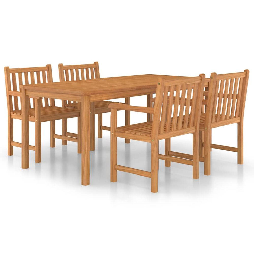 Ensemble de salle à manger de jardin 5 pièces 180 x 90 cm en bois de teck massif