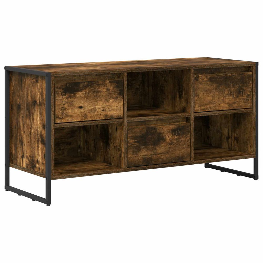 Meuble tv 100 x 36 x 49,5 cm chêne fumé bois d'ingénierie