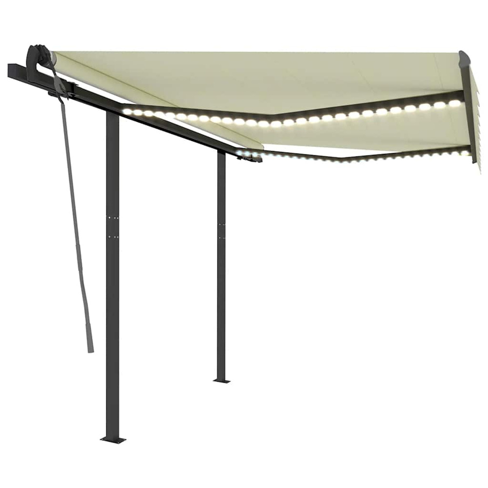 Auvent manuel rétractable avec led 3,5x2,5 m crème
