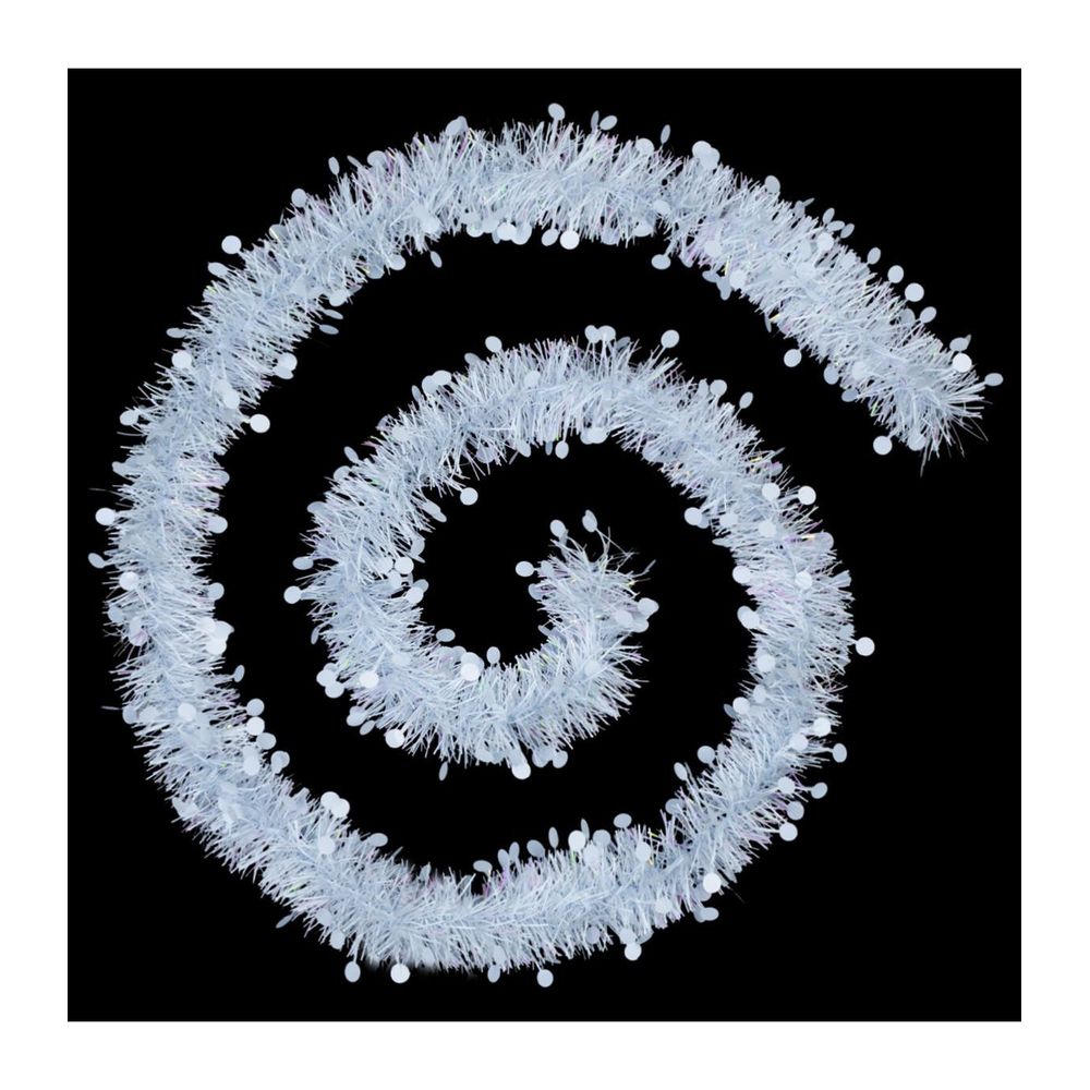 Guirlande de noël large 10 cm blanc avec pastilles longueur 2 mètres