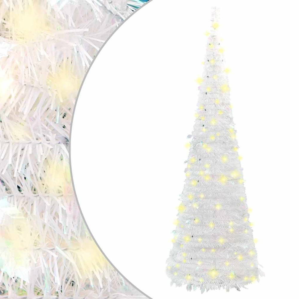 Sapin de noël artificiel escamotable 150 led blanc 180 cm