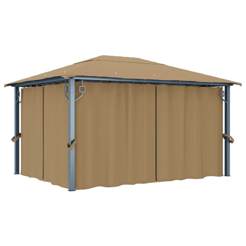 Tonnelle avec rideau 400x300 cm taupe aluminium