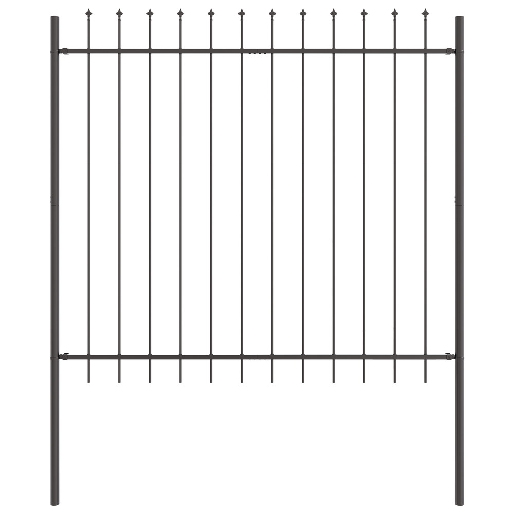 Clôture de jardin avec sommet en lance gris 1,7x1,5 m acier