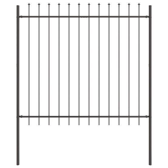 Clôture de jardin avec sommet en lance gris 1,7x1,5 m acier