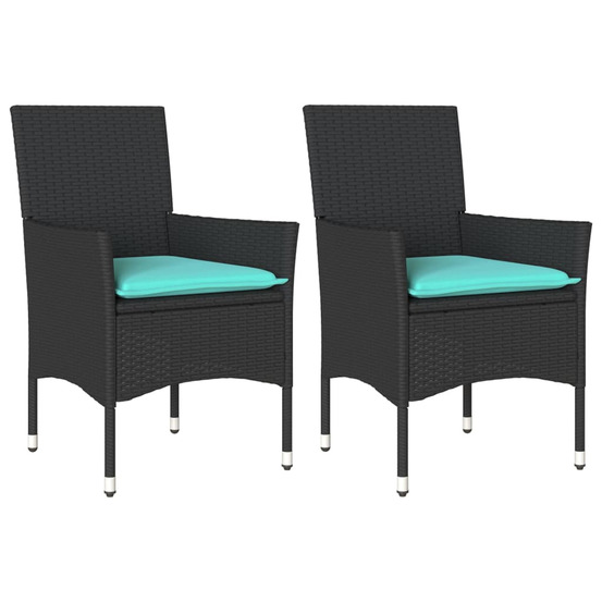 Chaises de jardin avec coussins lot de 2 noir résine tressée