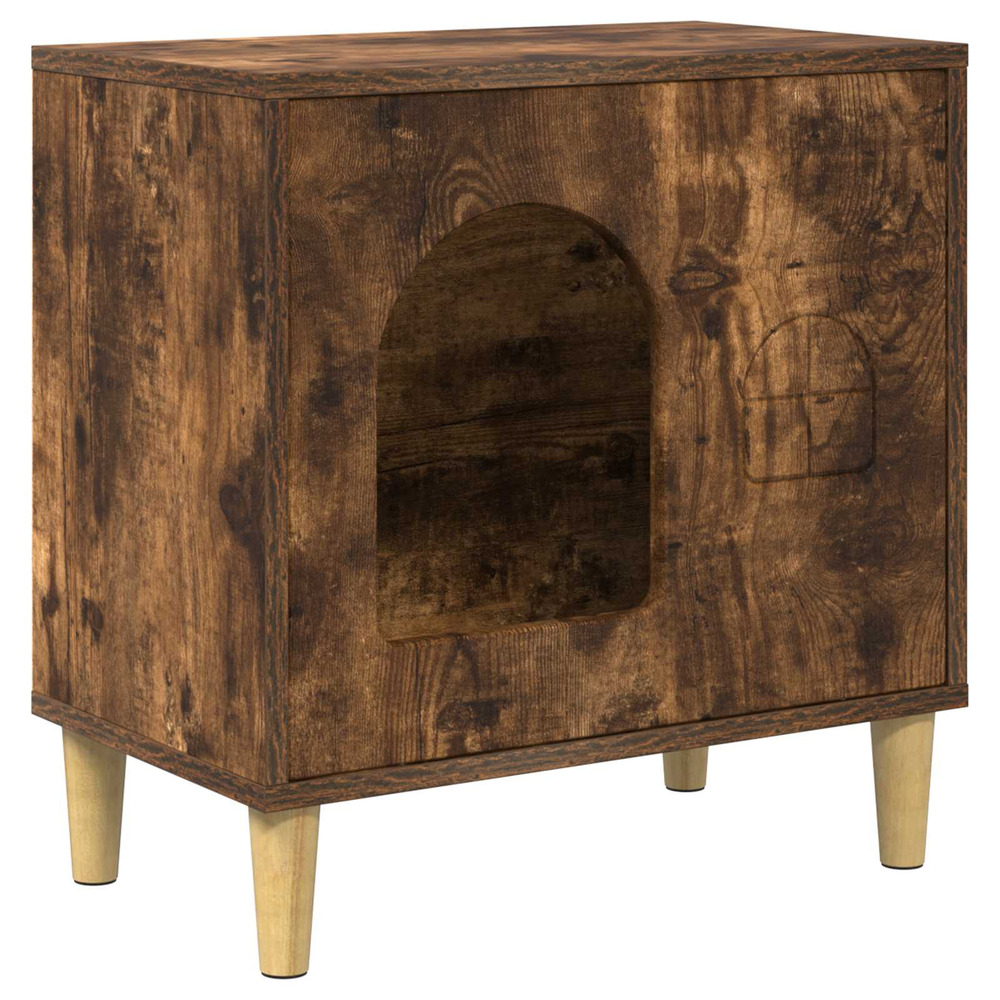 Maison pour chat chêne fumé 51 x 30 x 52 cm bois d'ingénierie