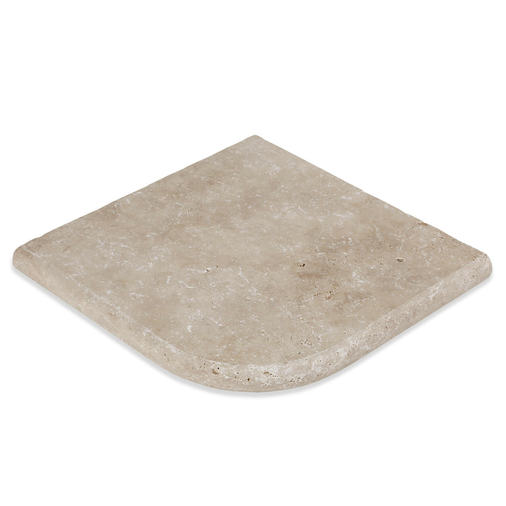 Margelle angle sortant travertin beige nuancé 33x33x3 cm bord 1/2 rond (à l'unité) - ro'ma nature