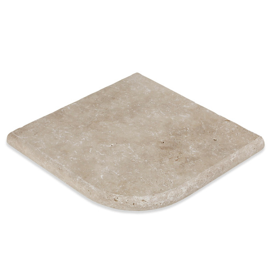 Margelle angle sortant travertin beige nuancé 33x33x3 cm bord 1/2 rond (à l'unité) - ro'ma nature