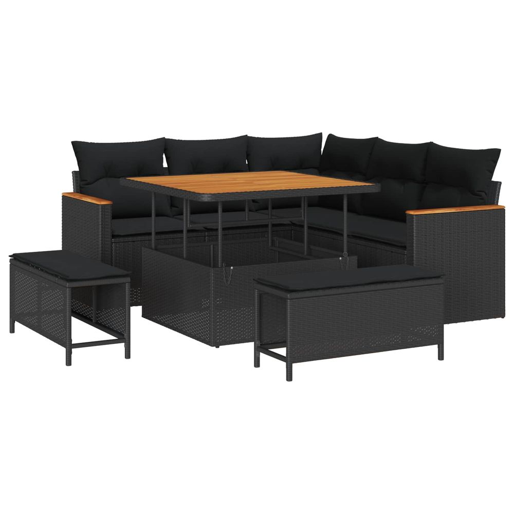 Ensemble de canapé de jardin 8 pc 5-nombre de places noir