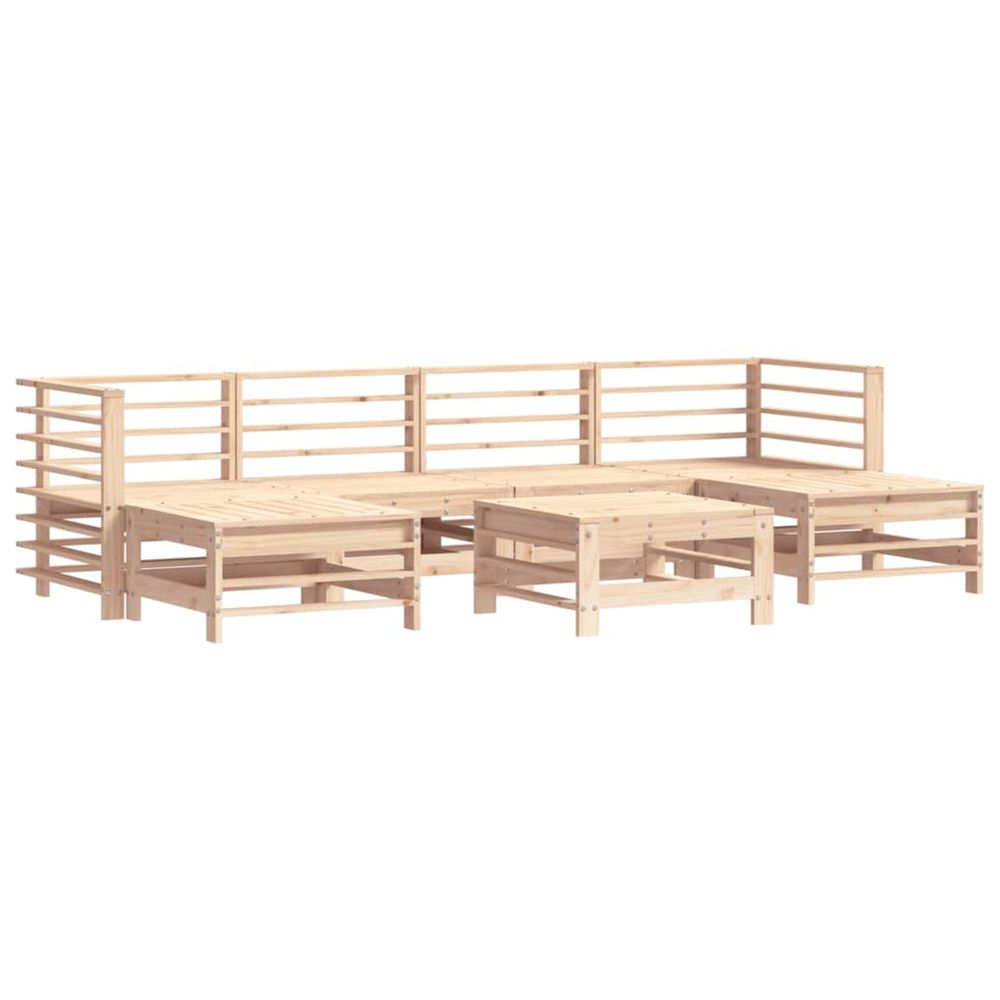 Salon de jardin 7 pcs bois de pin massif