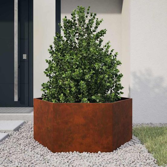 Grand carré potager en acier corten pour jardin 90x90x45 cm