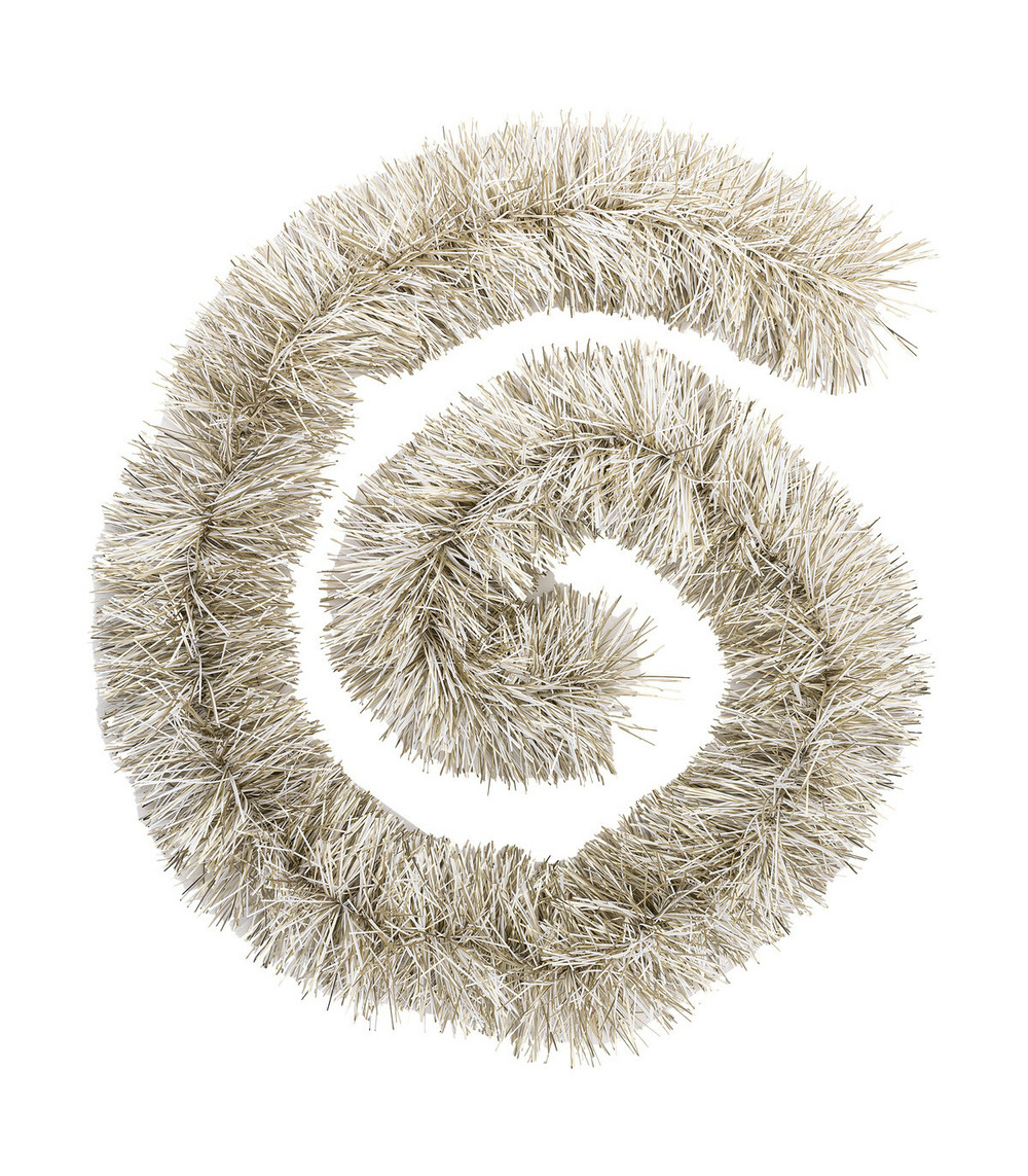 Guirlande de noël boa large 15 cm or et blanc longueur 2 mètres