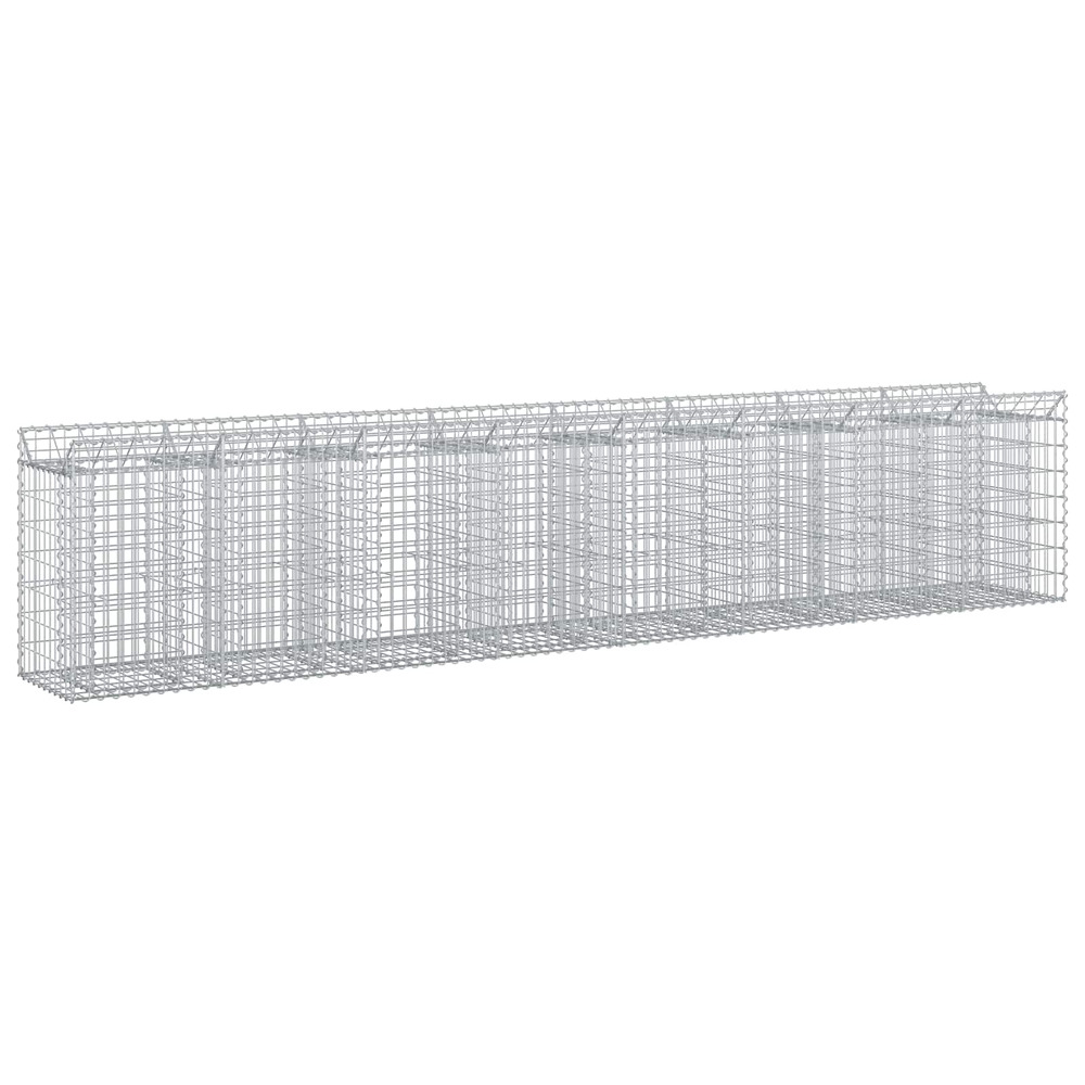 Lit surélevé gabion 3 pcs argenté 400 x 50 x 80 cm