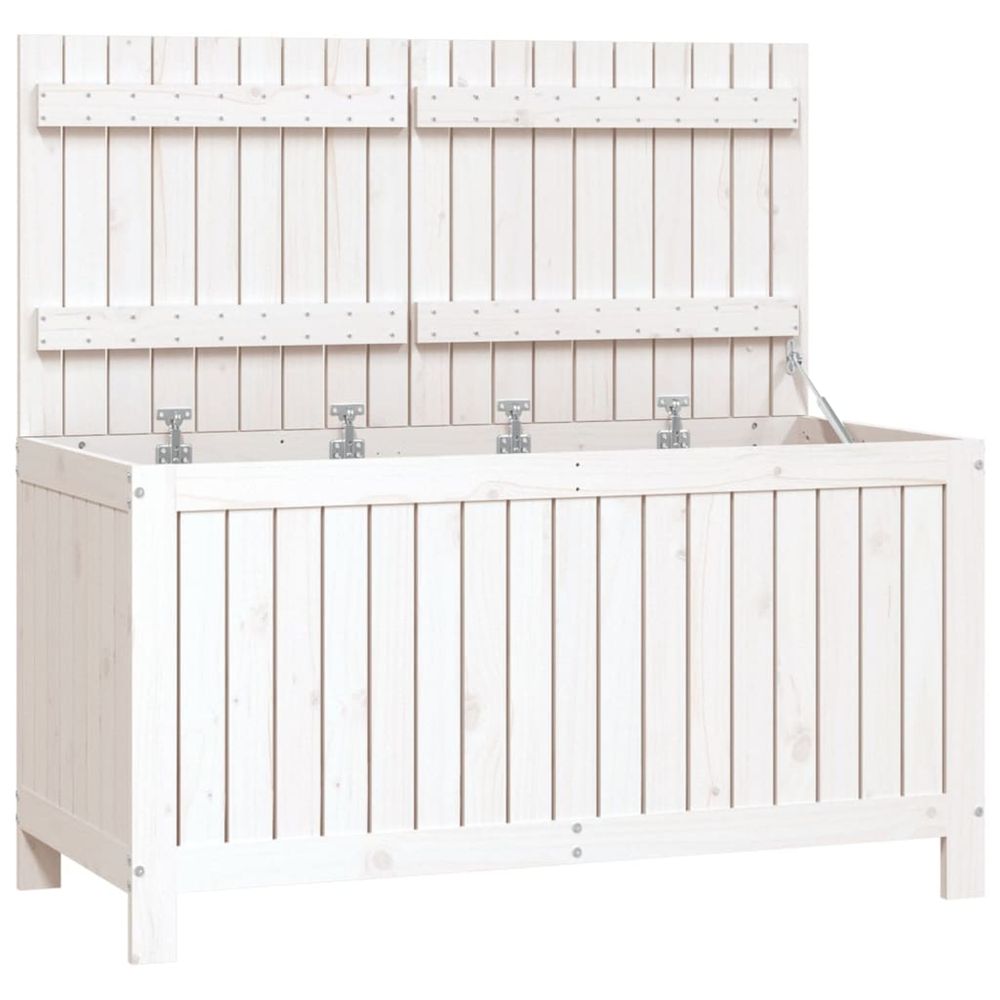 Boîte de rangement de jardin blanc 121x55x64 cm bois de pin