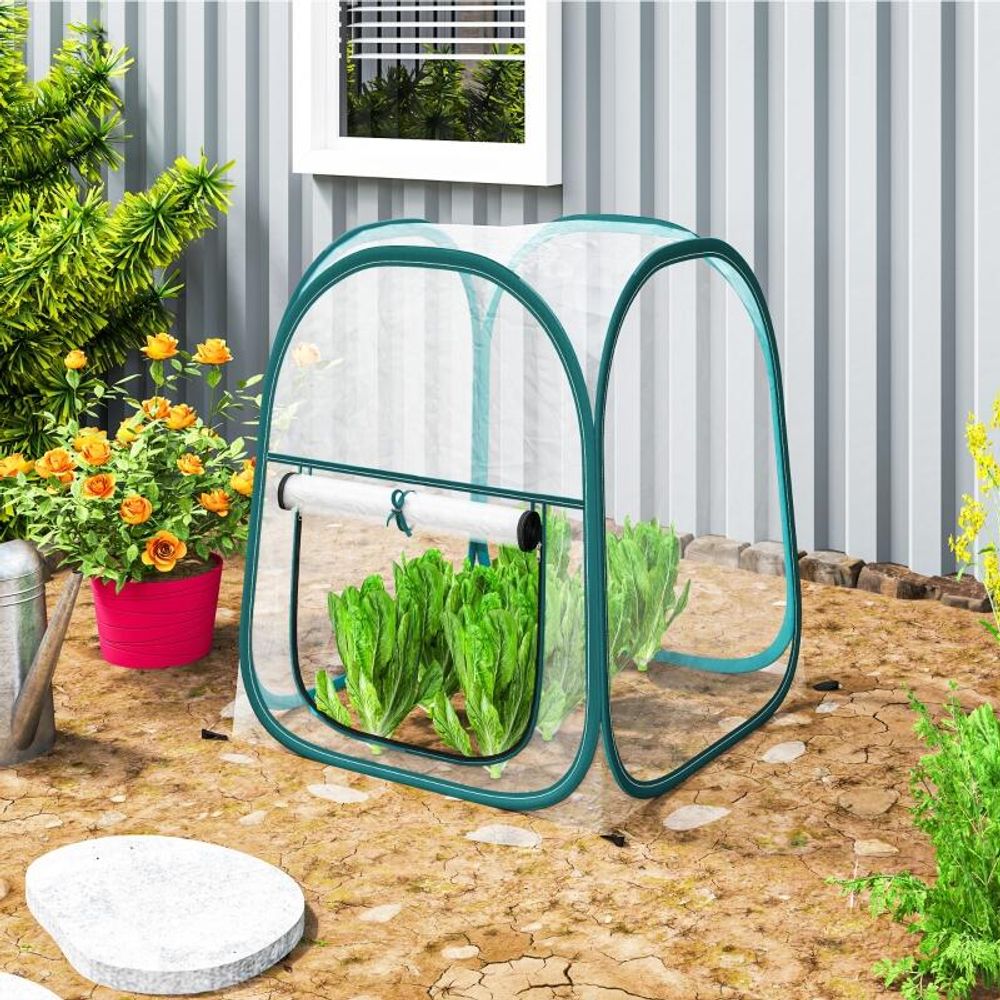 Mini serre pop-up de jardin plastique transparent 70 x 70 x 80 cm pour semis et plantes - comfortxl outdoor living