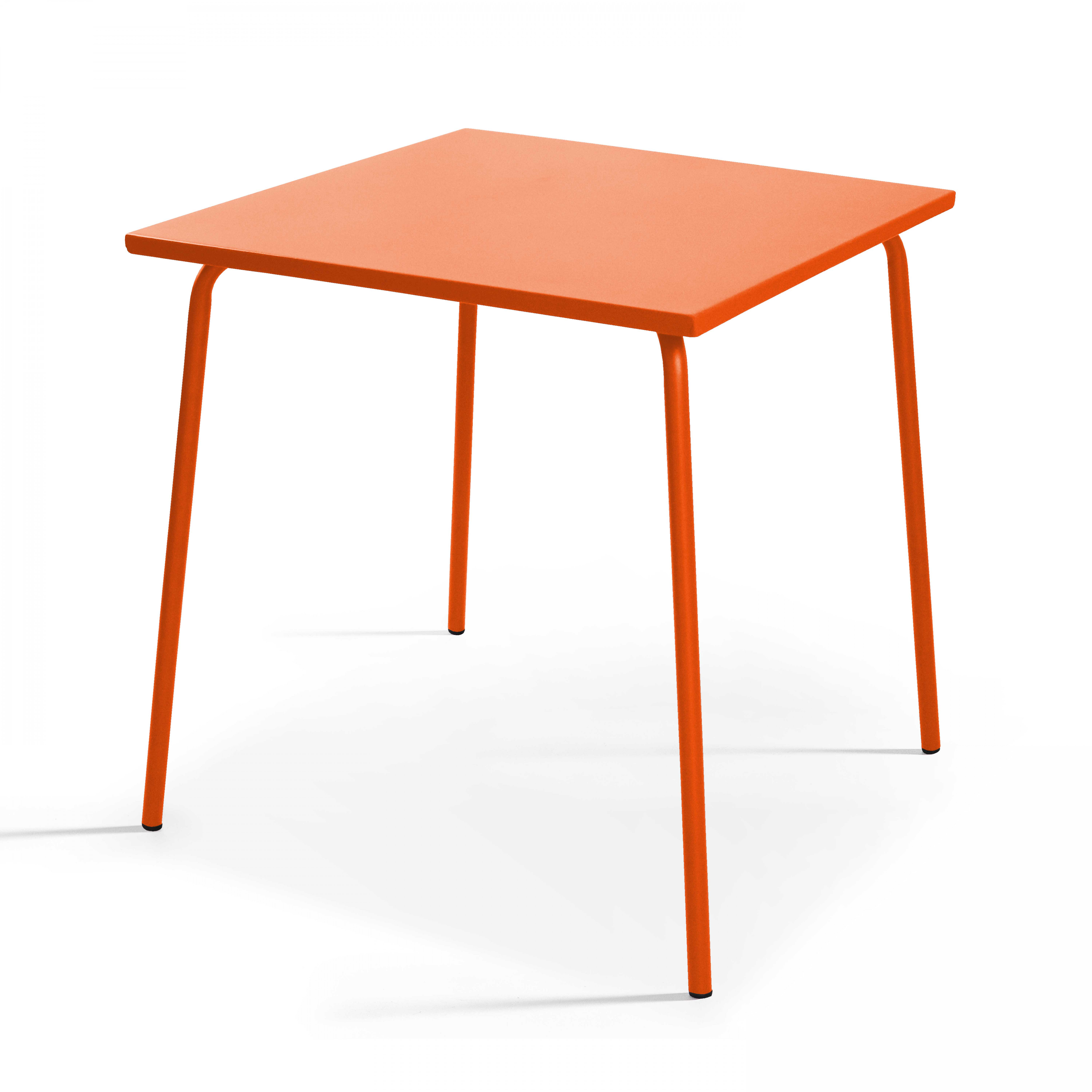 Table carrée bistro acier orange