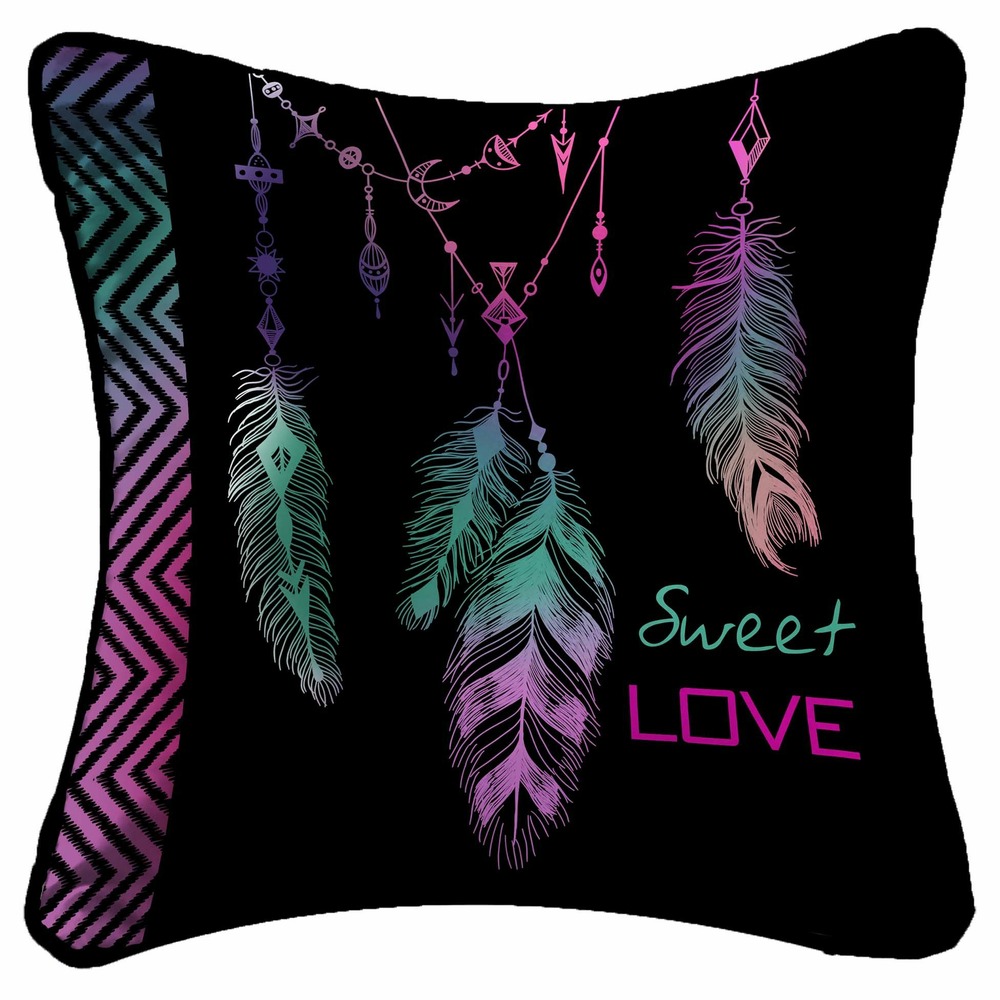 Housse de coussin + zippé lucky plumes