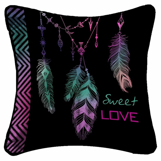 Housse de coussin + zippé lucky plumes