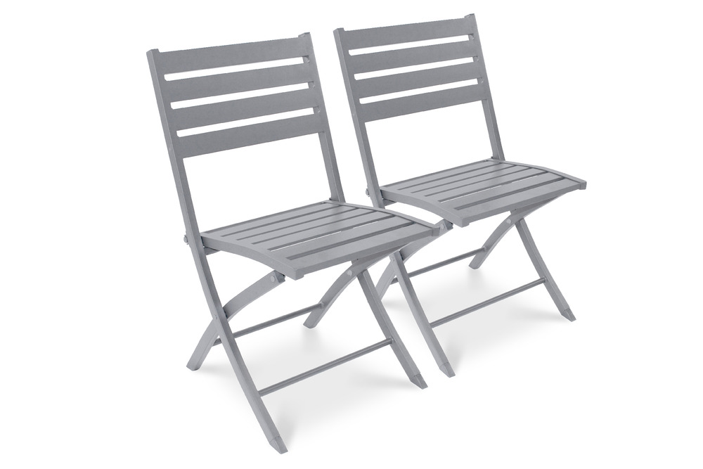 Lot de 2 chaises de jardin marius en aluminium gris