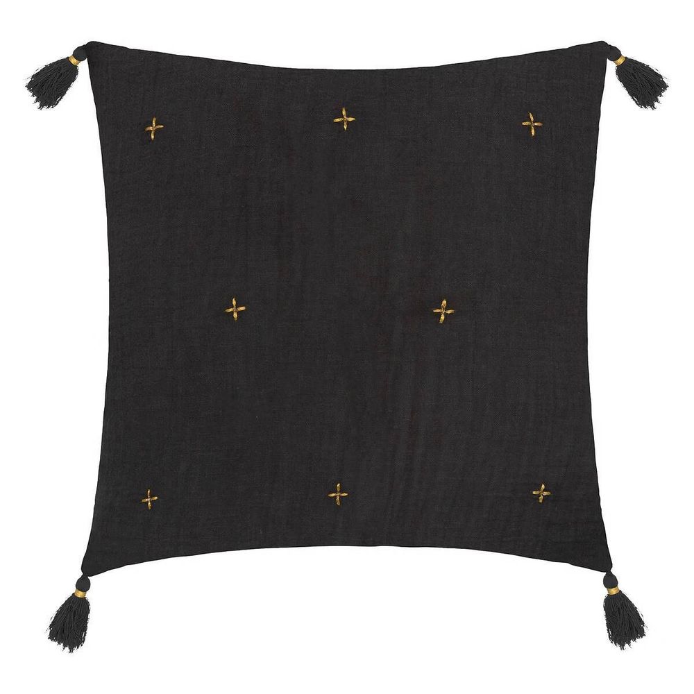 Coussin déco à pompons 