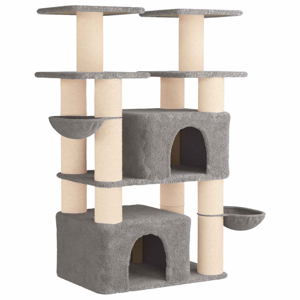 Arbre à chat avec poteaux à griffer en sisal gris clair 147 cm