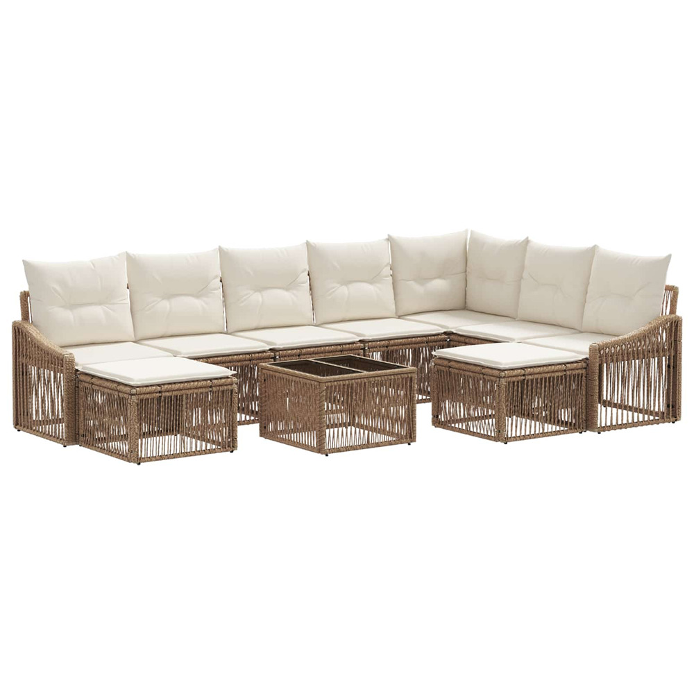 Ensemble de canapé de jardin 10 pcs beige polyrotin