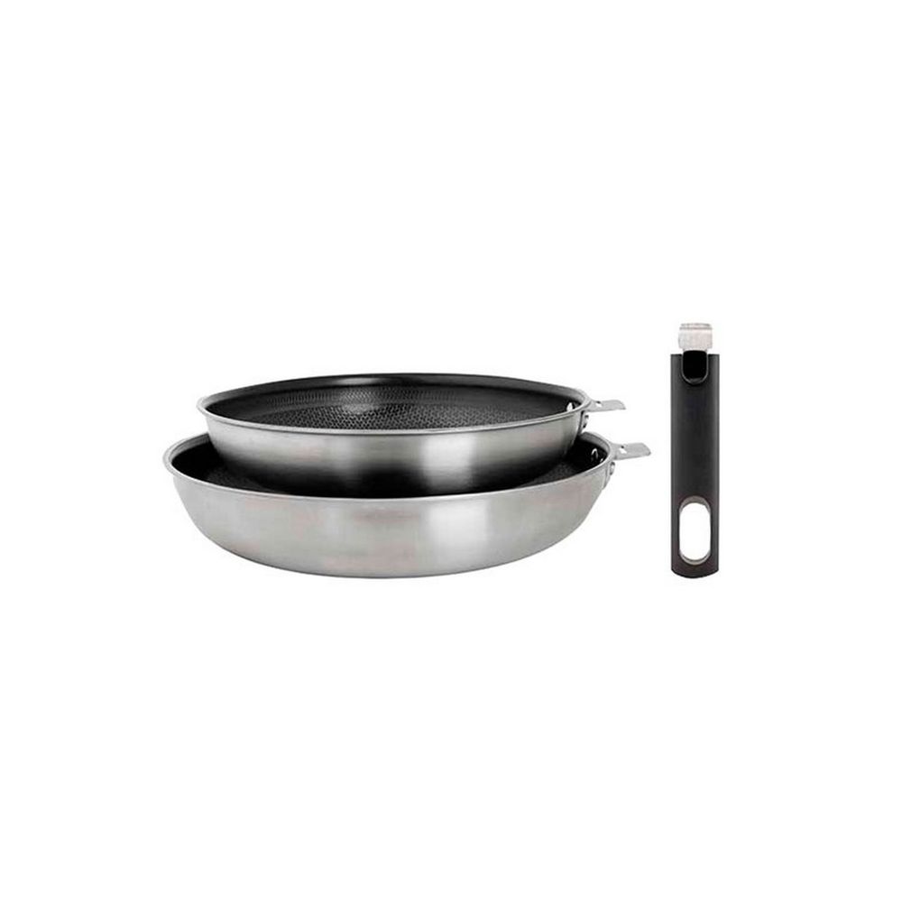 Set 2 poêles inox 24/28cm inox + poignée - 5189005