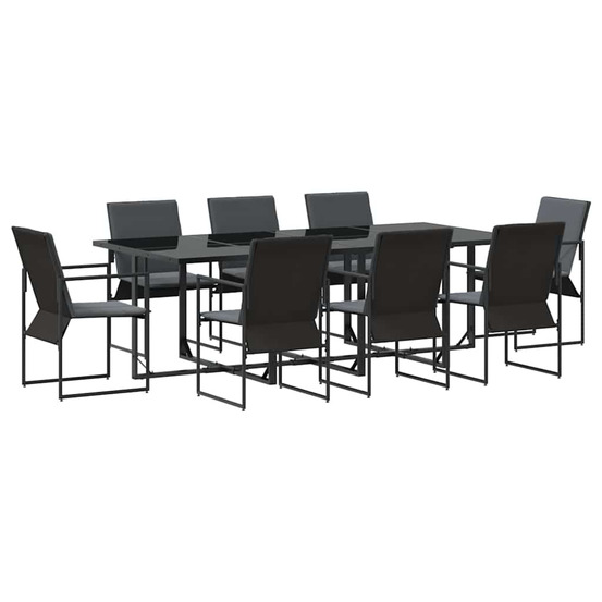 Ensemble de salle à manger pour jardin 9 pcs noir acier