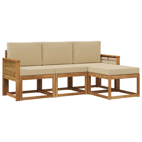 Ensemble de canapés d'extérieur 4 pc naturel et beige polyester