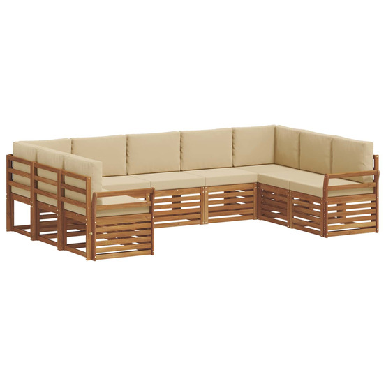 Ensemble de canapé d'angle avec coussin 9 pcs naturel et beige