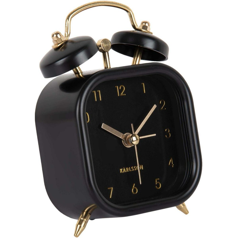 Réveil carré effet métallisé glam square noir