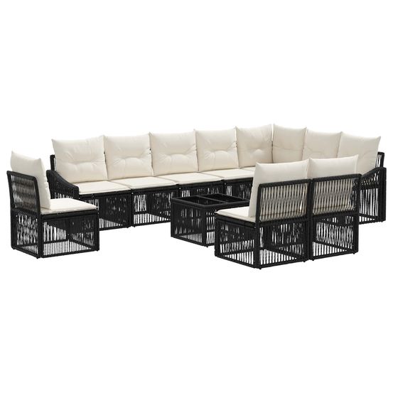 Ensemble de canapé de jardin 11 pc noir polyrotin