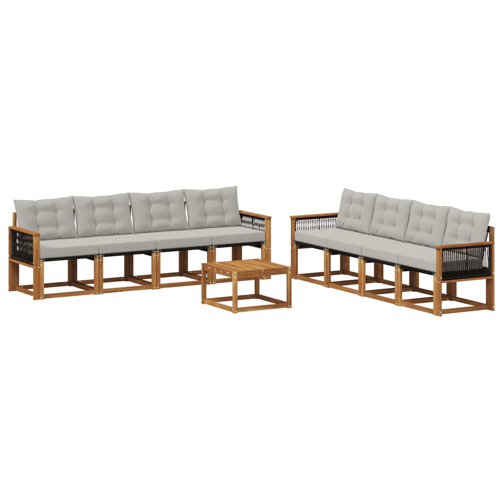 Ensemble de canapés d'extérieur 9 pcs naturel et gris clair