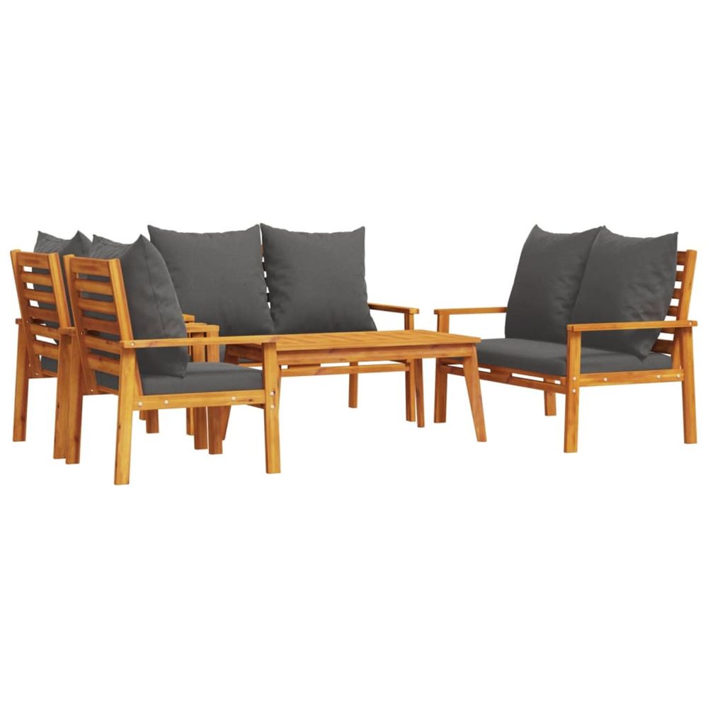 Salon de jardin avec coussins 5 pcs bois d'acacia solide