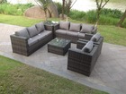 Mobilier de jardin extérieur 8 places ave canapé table d'appoint 2 chaise mélange gris foncé