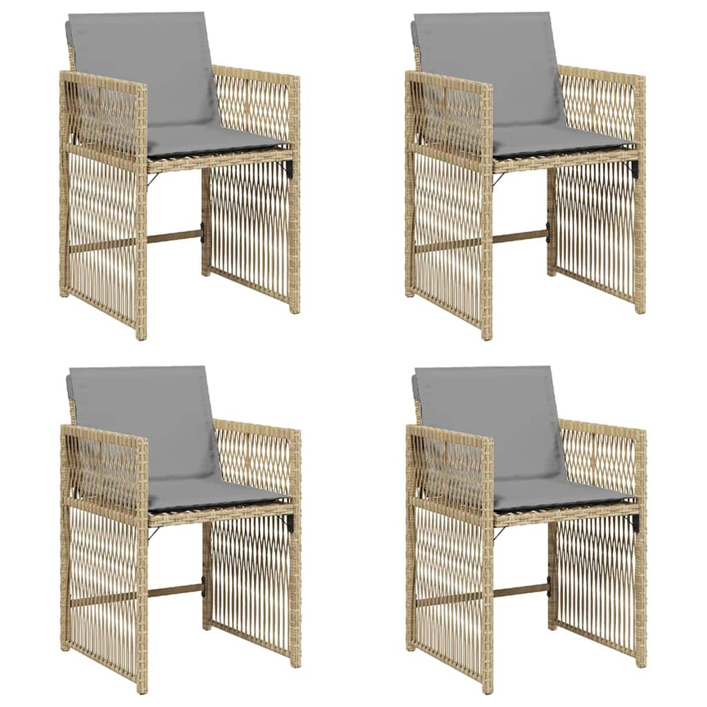 Chaises de jardin avec coussins lot de 4 mélange beige