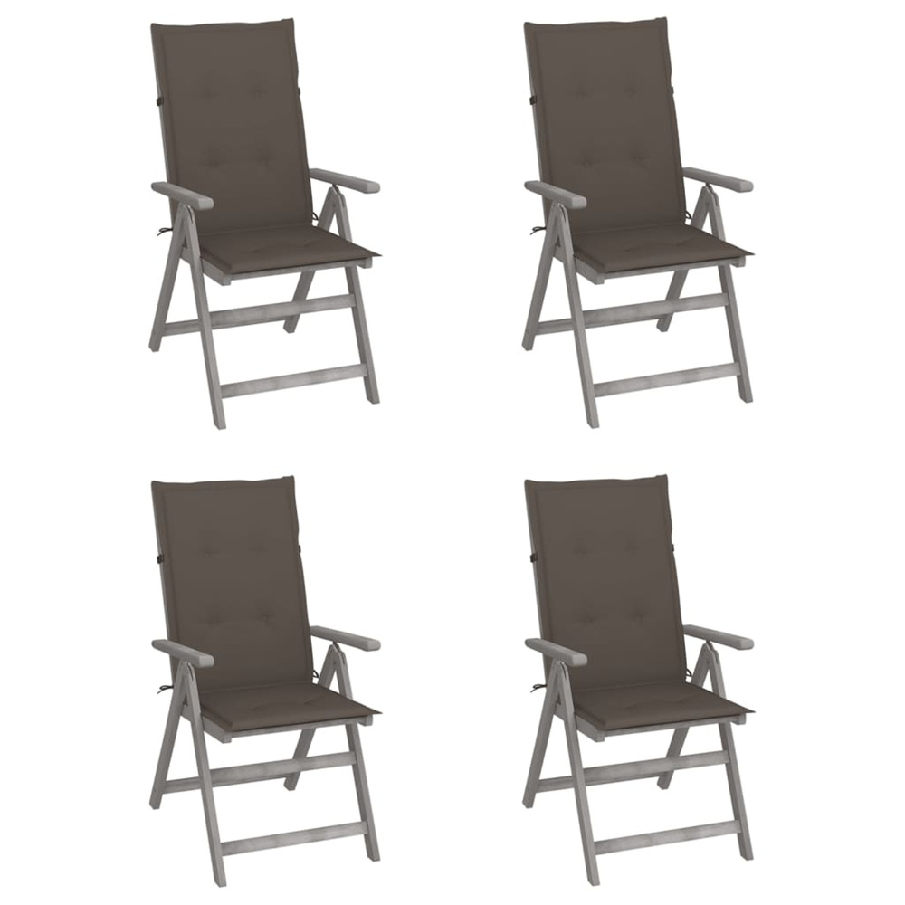 Chaises inclinables de jardin lot de 4 et coussins bois acacia
