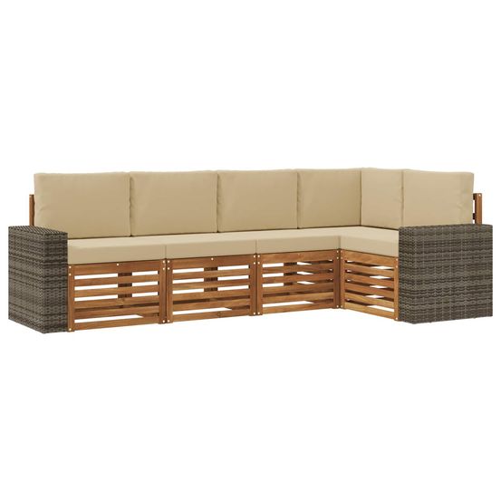 Ensemble de canapés d'extérieur 5 pc naturel et beige polyester