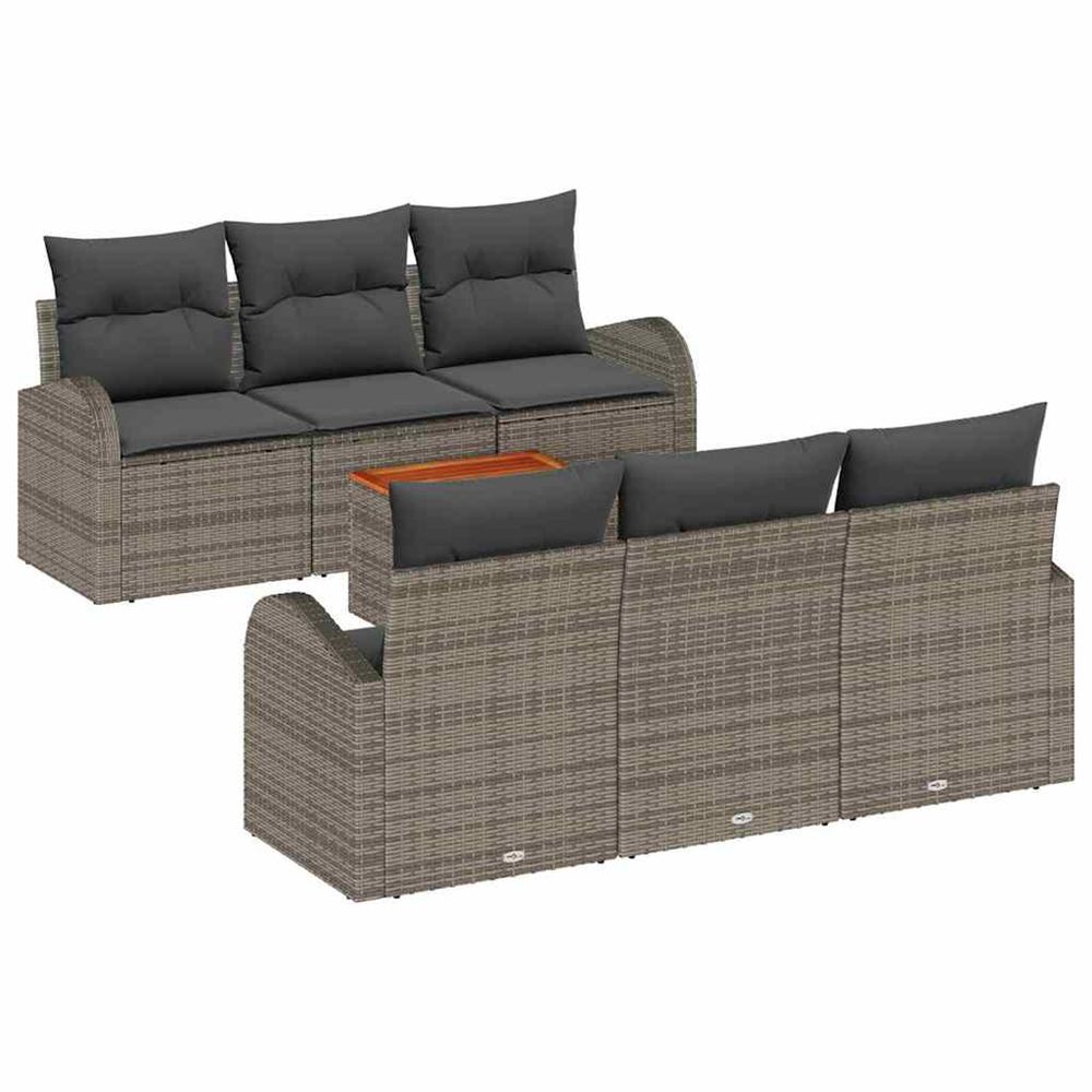 Ensemble de canapé de jardin 7 pc gris polyrotin